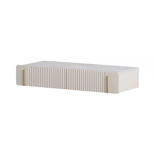 Toaletka Malmi 100 cm wisząca z szufladami - kaszmir / crema bianca / złoty